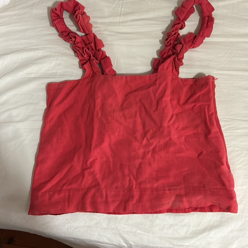 Mirth Women's Ruffled Strap Top - Red - Picture 2 of 4
